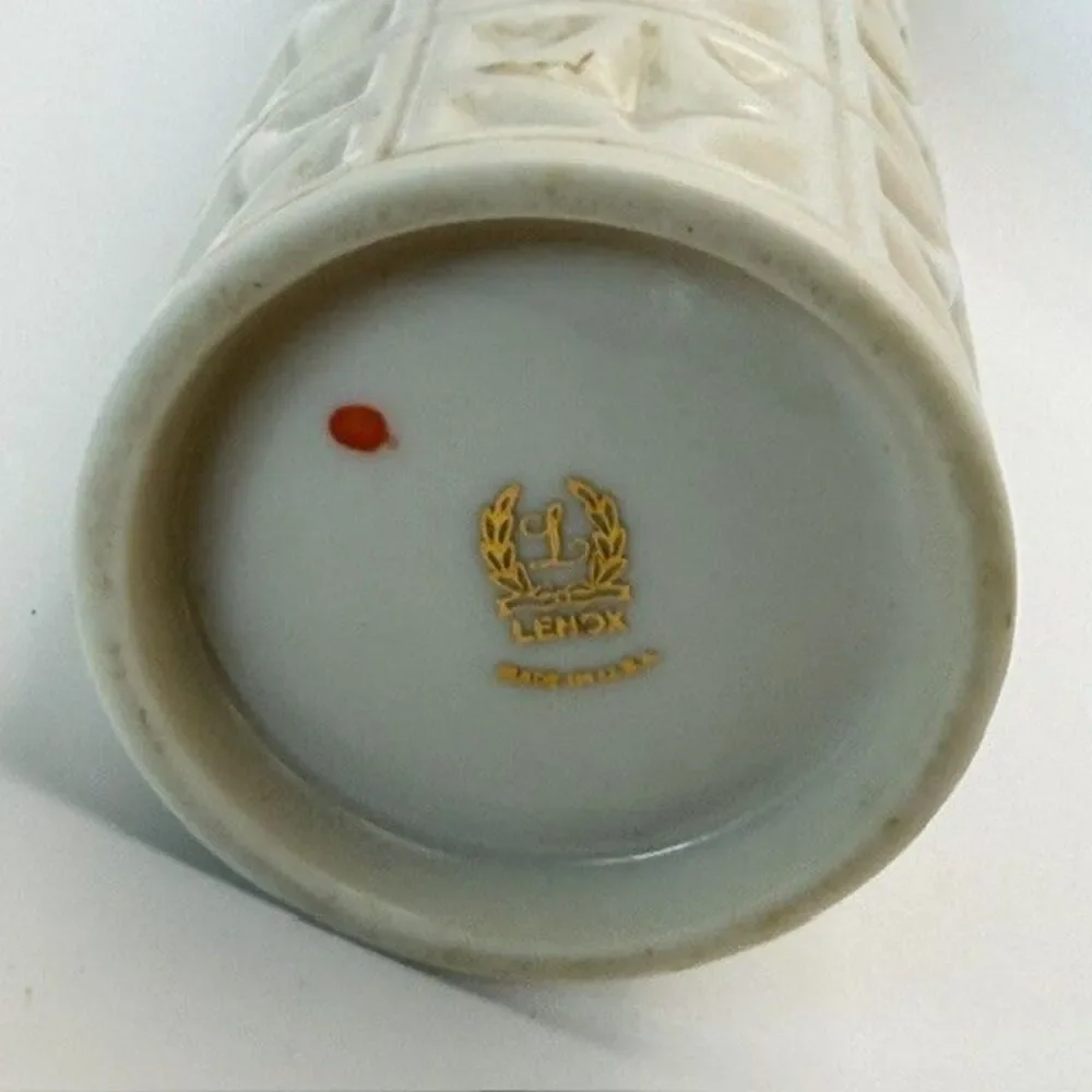 Lenox Mayfair Porcelain Salt Shaker Grand Moulin Ivory Silver 9” Op Art Vintage